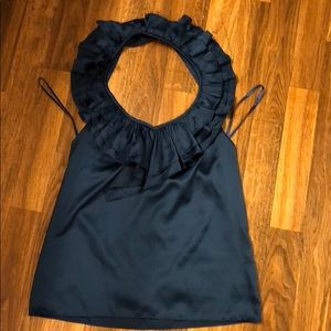 The Limited Blue Ruffled halter top